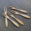 12*1.4cm Dessert Fork Burlywood Rubber Wood Cake Ice Cream Fork Fashion Japanese Style Kitchen Flatware SN2298