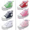 Mix färg grossist canvas klassiska sport sneakers nyfödda baby pojkar flickor spädbarn toddler soft sule anti-slip första vandrare skor