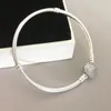 925 Sterling Zilveren Armbanden DIY Sieraden voor Pandora Moments Sprankelende Hart Sluiting Snake Chain Charms Armband met Originele doos voor Vrouwen