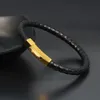 Pulseras de piel de serpiente pitón auténtica de 6mm, pulsera de cuero de acero inoxidable con hebilla magnética, joyería para hombre, regalo