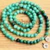 MG0648 8 mm Aventurine verte 108 Bracelet Mala 4 Wrap femmes Yoga Mala perles Bracelet naturel Azurite Lotus Bracelet à breloques