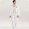 Tailcoat boda para hombre blanco italiano trajes del bordado de la vendimia Slim Fit novio del desgaste de los pantalones de la chaqueta de esmoquin traje de chaleco Homme 20