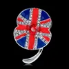 Forniture per eventi Forniture in oro bianco Gold Tone Strass cristallo britannico Regno Unito Bandiera Poppy Union Jack Brooch Remembrance Day Pins