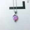 Wholesale-Heart Shape Created Blue Pink White Opal Necklace 925 Sterling Silver Pendant Jewelry Romantic Gift Ideas For Wife(Lam Hub Fong)