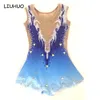 LIUHUO gros bleu gymnastique justaucorps jupes natation synchronisée justaucorps patinage artistique mini jupe ritmica gymnastique costumes