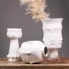 Nordic Minimalist Ceramic Abstract Vase White Human Face Vases Display Room Decorative Figure Head Shape Vase Flower Ornament