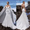 Mermaid Wedding Dresses With Cape Full Lace Appliqued Jewel Neck Cap Sleeve Bridal Gowns Sweep Train Wedding Dress