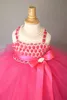 2020 Suknia Balowa Kwiat Dziewczyny Sukienki Frezowanie Spaghetti Ręcznie Made Flower Dress Puffy Kids Birthday Party Wear
