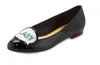 Spedizione in pelle da donna Spedizione gratuita scarpe rotonde di piedi tacchi bassi ricami ornamenti a taglio dolce Sophia Webster Black B