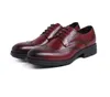 Scarpe da uomo rosse da lavoro stile abbigliamento da lavoro punta tonda suola morbida in pelle di vacchetta da sposa moda oxford homme con scatola