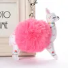 Fluffy Fur Ball Cute Alpaca Keychain Leather Animal Keyring Charm Chaveiros Artificial Rabbit Fur Pompom Key Chain Women Jewelry Gift