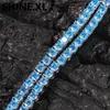 Nieuwe 4 mm 1row tennisketen Iced Out Zirkon Shine Blue Zirkon Mens Hip Hop Jewelry Gift1711285