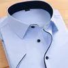 FAISIENS 8XL 9XL 10XL 11XL Sommer Mens Dress Shirts Umlegekragen Kurzarm Weiß Rosa Getäfelt Farbe Business Männer Hemd