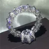 Choucong Unika Vintage Smycken 925 Sterling Silver Stor Rund Cut Vit Topaz CZ Diamond Promise Kvinnor Bröllop Bröllopsring För älskarens present