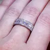 Bling Cyrkon Pierścień Złoto Srebrny Kolor Hip Hop Pierścienie Dla Kobiet Mężczyźni Moda Wedding Engagement Jewelry Najlepszy prezent