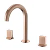 Handle dupla Três buracos generalizada Latão bacia banheiro torneira Deck Montado fria e água quente Mixer TAP Gold / Rose Gold / Preto