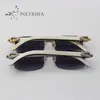 Luxury Buffalo Horn Sunglasses Men/Women Brown Grey Decorative large Diamond Rimless Sun Glasses Brand Designer Inside Black White Eyeglasses Size: 56-18-140mm