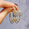 925 Argent Grand Cristal Hoop Boucles D'oreilles Grand Classique Plein Strass Cercle Boucle D'oreille Pour Les Femmes Partie Ronde À La Mode Cercle Boucle D'oreille 3 Couleurs cadeau