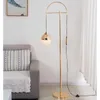 Modern guldfärg 165 cm lång glasbollskuggiga golvlampor vardagsrummet metall stående lampor för salongstudierum sovrum