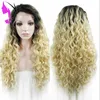 Ombre Blonde Glueless Lace Front Simulation Menschliches Haar Perücken Brasilianische Tiefe Welle Perücken 13x4 Spitze Vorne Perücke Blonde haar Perücken 150%