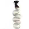 Cheveux vierges brésiliens 1b 30 1b 27 1b 613 Extensions de cheveux humains un paquet Indian péruvien 1b rouge 1b gris deux tons ombre couleur hai243p