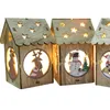 Small LED Light Wooden House Christmas Tree Pendants New Year Decorations For Home Table Ornaments Xmas Tree Hanging Decor