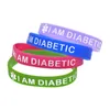100PCS I am Diabetic Silicone Bracelet Ink Filled Logo Carry This Message As A Reminder in Daily Life