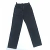 Wholesale-new cintura alta torto de cintura jeans mulher clássico botão reto vintage calças de brim soltas estilo de rua azul calças de harém preto