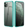 Custodia con struttura in metallo di attrazione magnetica di lusso per iPhone 11 Pro Max 9H Cover posteriore in vetro temperato Custodia anti-caduta per iPhone xr xs