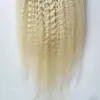 Blonde Braziliaanse Remy Kinky Straight Haar Clip in Human Hair Extensions 10 Stuks / Set Volledige Hoofd Sets 120G Grof Yaki Clip in extensies
