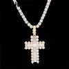 Mode Iced Out Silver Cross Ketting Sieraden Dames Bruiloft Shiny CZ Zirkoon Crystal Hanger Ketting Party Gift