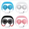 Tragbare USB-Wiederaufladbare Lüfter Freisprecheinrichtung faul Hals Hängen Dual-Kühlung Mini-Fan-Sport 360 Grad rotierender Hängender Lüfter OOA8109