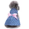 2019 Sevimli Polka Dot Şerit Tatlım Prenses Elbise Köpek Elbise Giysileri Teddy Yavru Köpek Gömlek Küçük Köpek Etek Için Pet Gelinlik Sundress