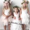 Pas cher Belle Courte Fleur Filles Robes Dentelle Volants Tulle Tutu Robe Puffy Petites Filles Formelle Robes De Fête De Mariage FG1255