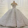 Luxury Crystal Beaded Wedding Dress 2020 Robe De Mariee Off Shoulder Ball Gown Bridal Dress Boat Neck Backless Lebanon Wedding Gowns