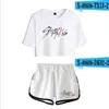 Summer Women's Set Korean Style Kpop Stray Kids Short Sleeve Crop Top + Shorts Sweat Suits Women Tracksuits Two Piece Outfit