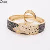 Donia Jewelry Luxury Bangle European and American Fashion Copper Micro-inlaid Zirconia Leopard Bracelet Ring Set