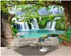 3d wallpaper custom po mural Simple green tree forest waterfall landscape home decor 3d wall murals wallpaper for walls 3 d liv252G