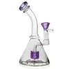 14.4mm Bowl Purple Inner Glass Bong Glass Beaker Dab Headys Mini Water Pipe Thick Wax Smoking Hookah 7 Inch Tall