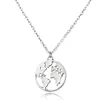 Carte du monde en alliage moulé sous pression, pendentif cercle Lariat, chaîne en métal plaqué or et argent pour femmes, collier, cadeau d'amour