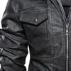 Vestes pour hommes taille européenne luxe hommes veste en cuir PU à capuche moto manteaux mâle Jaqueta Couro manteau d'hiver #61