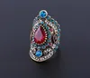 Bohemian Fashion Rings Multicolor Gem Rhinestone Tone Antique Gold Ring for Women Engagement Wedding Jewelry Gift