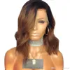 Ombre Color Short wave Lace Front Human Hair Wigs With Baby Hair Pre Plucked Virgin Brazilian Bob Cut Bleached Knots