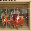 Christmas Red Cartoon Santa Claus Elk Glass Window Sticker Removable Sticker