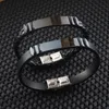 New Fashion Men 20 CM Long Stainless Steel Charm Black Leather and Silicone Bracelet for Sale