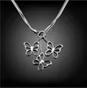 Plated Sterling Silver Naszyjnik 18 cali Tai Chi Wiszące Trzy Motyl Naszyjnik DHSN043; Hot 925 Srebrny Płyta Naszyjniki Biżuteria