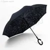 Parapluie inversé pliant 85 Styles Double couche inversé longue poignée coupe-vent pluie voiture parapluiesC poignées parapluies