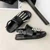 Womens Peep Toe Tassels Pearls Decor Genuine Leather Rome Gladiator Sandals Retro Platform Flats Shoes Black New C0011