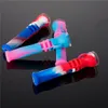 One Shot Silicone Hand Pipe + Glass Dish Length: 110mm 800pcs/ctn Dab Oil Rigs Glass Pipes Bong Smoke Tool 641