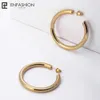 Enfashion Big Hoop Earrings Solid Gold Color Eternity Earings rostfritt stål Cirkelörhängen för kvinnor smycken EC171022 J190718320U